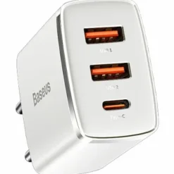 Baseus Ładowarka  Ładowarka sieciowa Baseus Compact Quick Charger 2xUSB USB-C PD 3A 30W biała BSU2896WHT