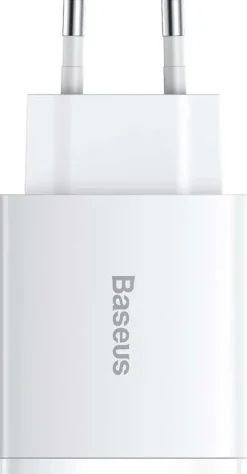 Baseus Ładowarka  Ładowarka sieciowa Baseus Compact Quick Charger 2xUSB USB-C PD 3A 30W biała BSU2896WHT