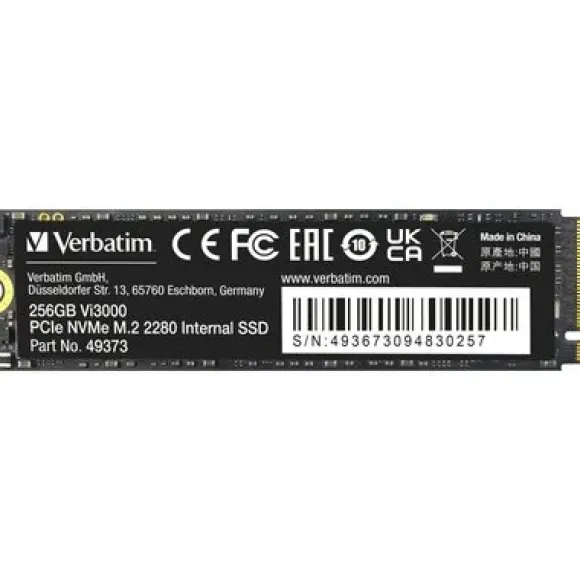 Dysk SSD wewnętrzny Verbatim wewnętrzny NVMe, 256GB, GB, Vi3000 M.2, 49373, 3300 MB/s-R, 1300 MB/s-W