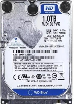 Dysk HDD WESTERN DIGITAL Blue WDBMYH0010BNC, 2.5", 1 TB, SATA II, 8 MB, 5400 obr./min.