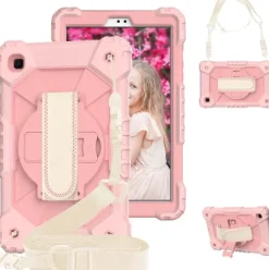 Etui do iPad 10.2 z Obrotowym Uchwytem 360° i Paskiem na Ramię Różowe