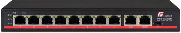 GETFORT SWITCH POE GETFORT 8 x POE + 2 UPLINK 120W 20046