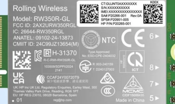 HP 4G LTE Modem m.2 WWAN Cat 19 Mobile Broadband Cellular compatible with WWAN-ready EliteBook 8 X - G1i G1a - 13 14 16, Flip, ZBook 8 X Fury - G1i G1a - 14 16 18 B8BD3AA