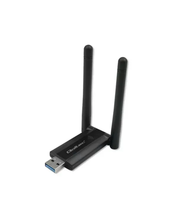 Karta sieciowa Qoltec Bezprzewodowy Adapter USB DUAL WiFi 2 x 2dBi Standard AC USB 3.0 1200Mbps