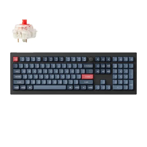 Keychron V6 MAX bezprzewodowa klawiatura mechaniczna Fully Assembled Knob Red Switch - Czarna (Black)