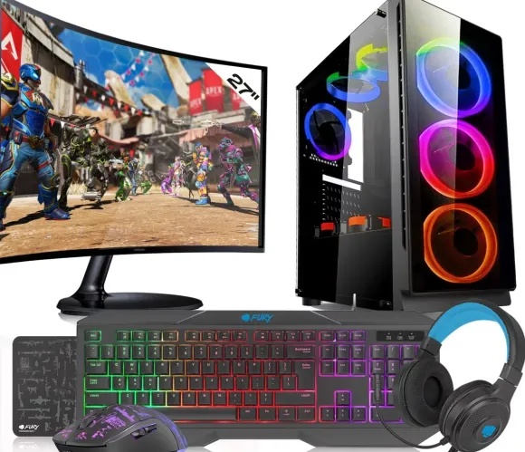 Komputer ZESTAW i5 10400F RX580 16GB SSD 1TB W11 LCD 27"