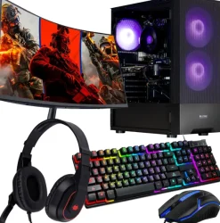 Komputer gamingowy Z MONITOREM Ryzen 5 5500 RX 9070 16GB 32GB /1TB WIN11