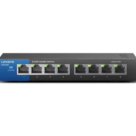 Linksys LGS108-EU-RTL Unmanaged Gigabit Switch 8-Port Retail Pack LGS108-EU-RTL