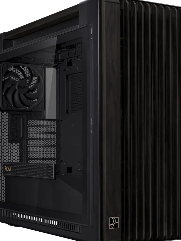 Obudowa Asus ASUS case PROART PA602 WOOD TG PWM BLACK, Mid Tower, průhledná bočnice, černá