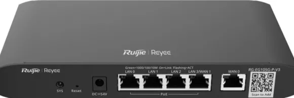 Ruijie Reyee RG-EG105G-V3| Router, VPN, 5 portów, 5xGbit, 1xWAN, 3xLAN, 1xLAN/WAN, Cloud,