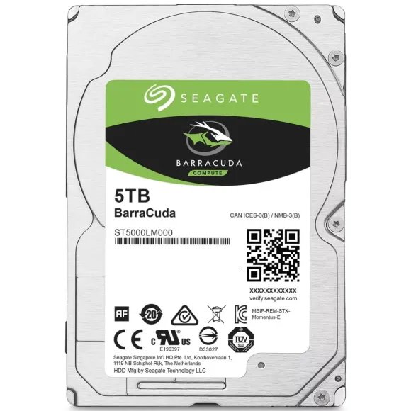 Seagate BarraCuda 500LM030 wewnętrzny dysk twardy 500 GB, 6,4 cm (2,5), 7 mm, pamięć podręczna 128 MB, SATA 6 GB/s, kolor czarny, czarny 5 TB ST5000LM000