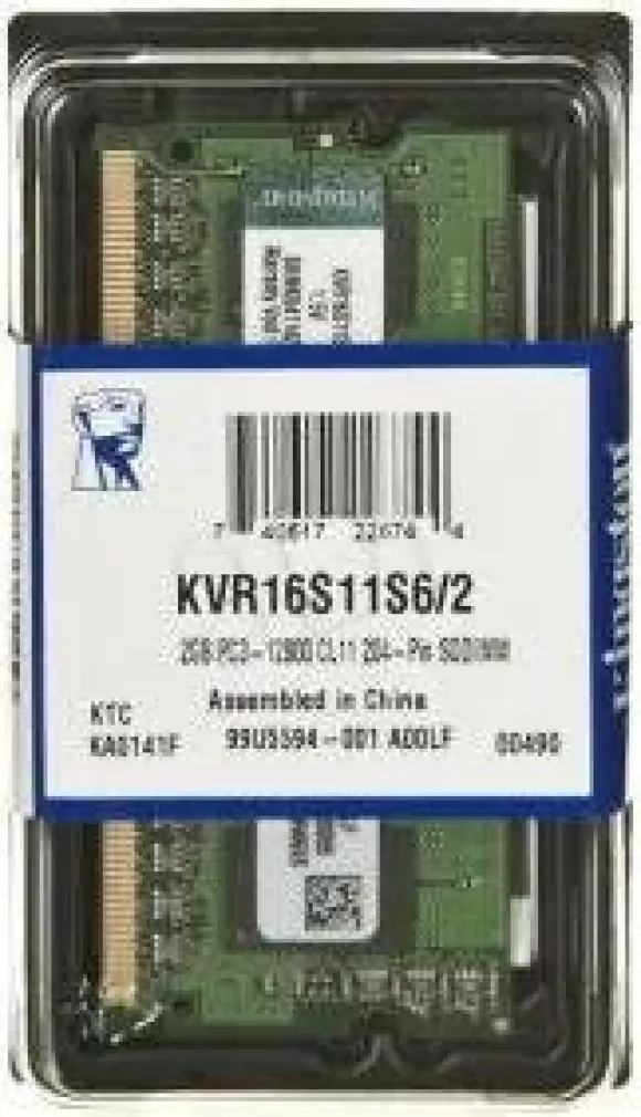 SODIMM DDR3 KINGSTON KVR16S11S6/2, 2 GB, 1600 MHz, CL11