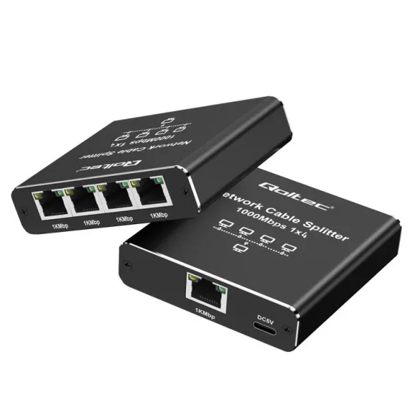 Switch niezarządzalny Qoltec mini rozdzielacz splitter 1x4 port RJ45 52293