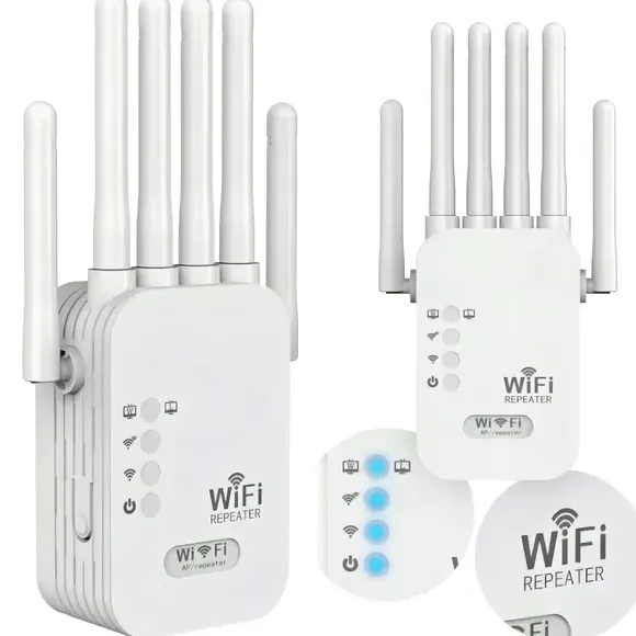 Wzmacniacz Sygnału Wi-fi Repeater Wan Lan Wps 6 Anten 300mb/s 100m 2.4ghz