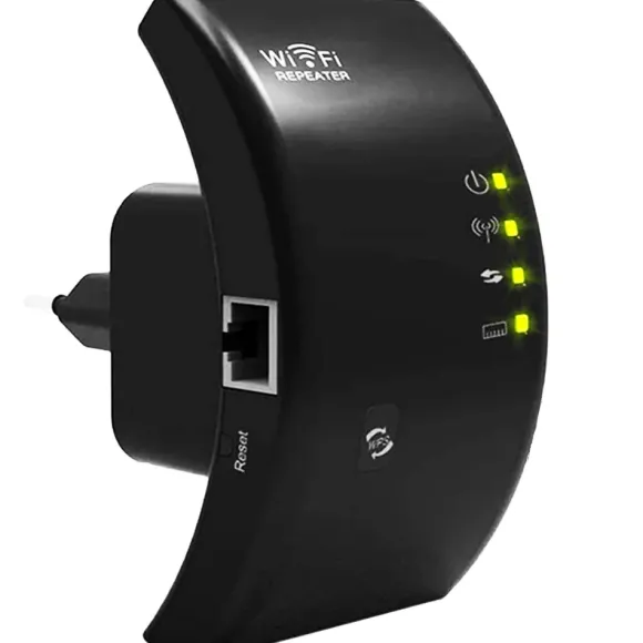 Wzmaczniacz Sygnału Wifi Repeater 300 Mbps Wygięty W02 Czarny
